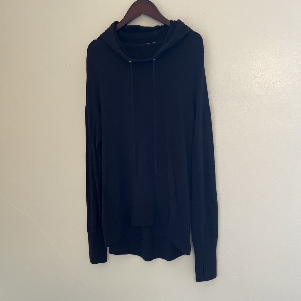 ATHLETA Ultrasoft Modal Cowl Neck Lightweight Yoga Hoodie, Black- Size XS